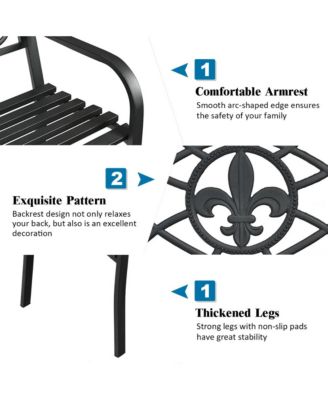Garden Bench Loveseat Outdoor Garden Park w/ Steel Frame Backrest