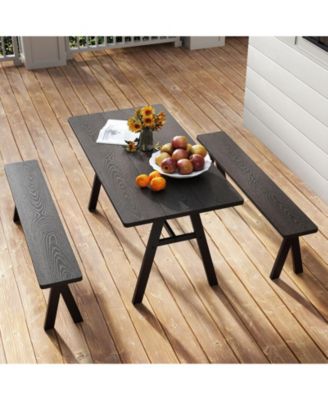 3-Person Outdoor Bench Set of 2 w/ 800 LBS Bearing Capacity for Garden