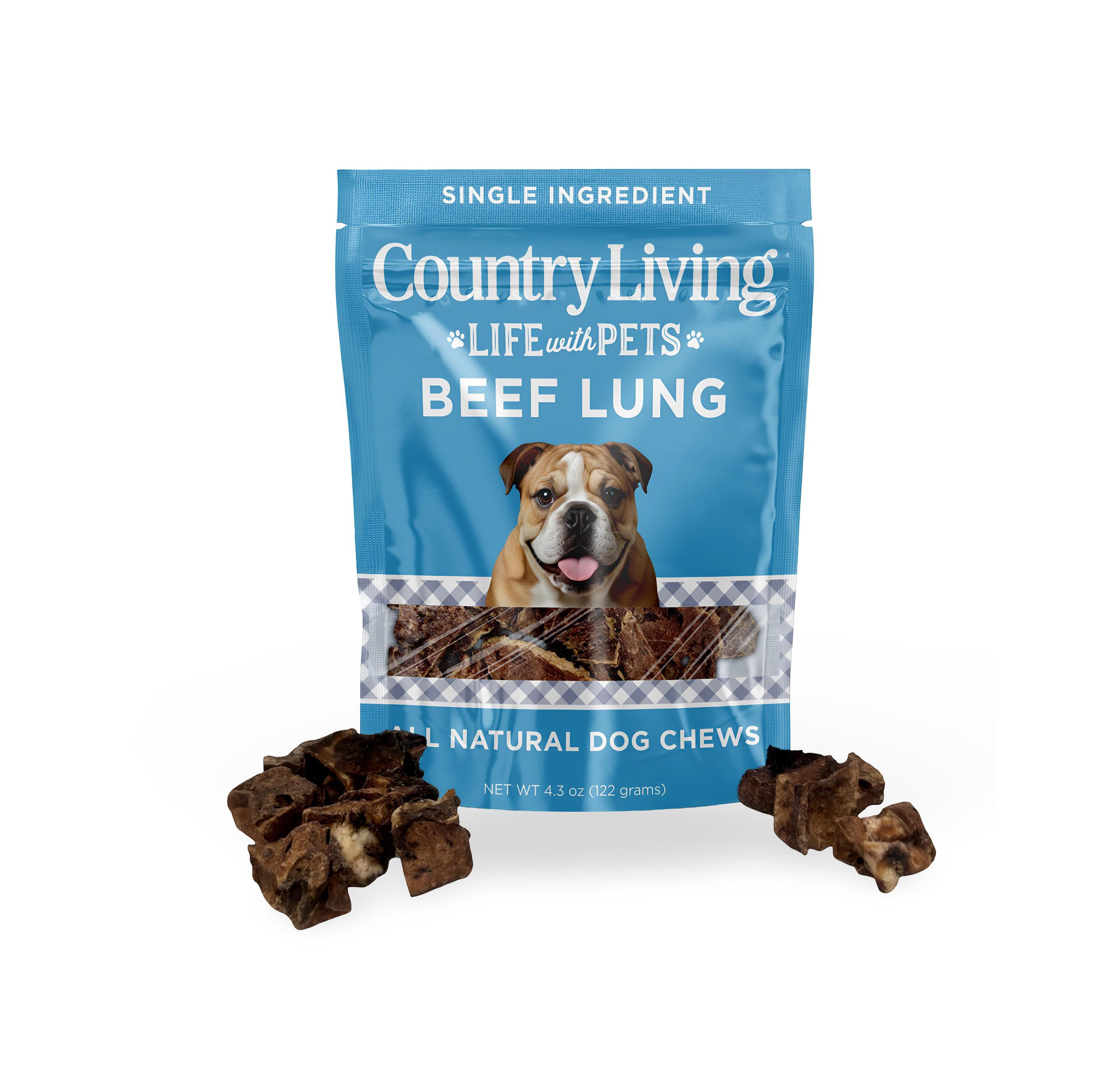 Country Living 4"-6" Beef Lung Slices Dog Treats – 8oz Bag – 100% Natural