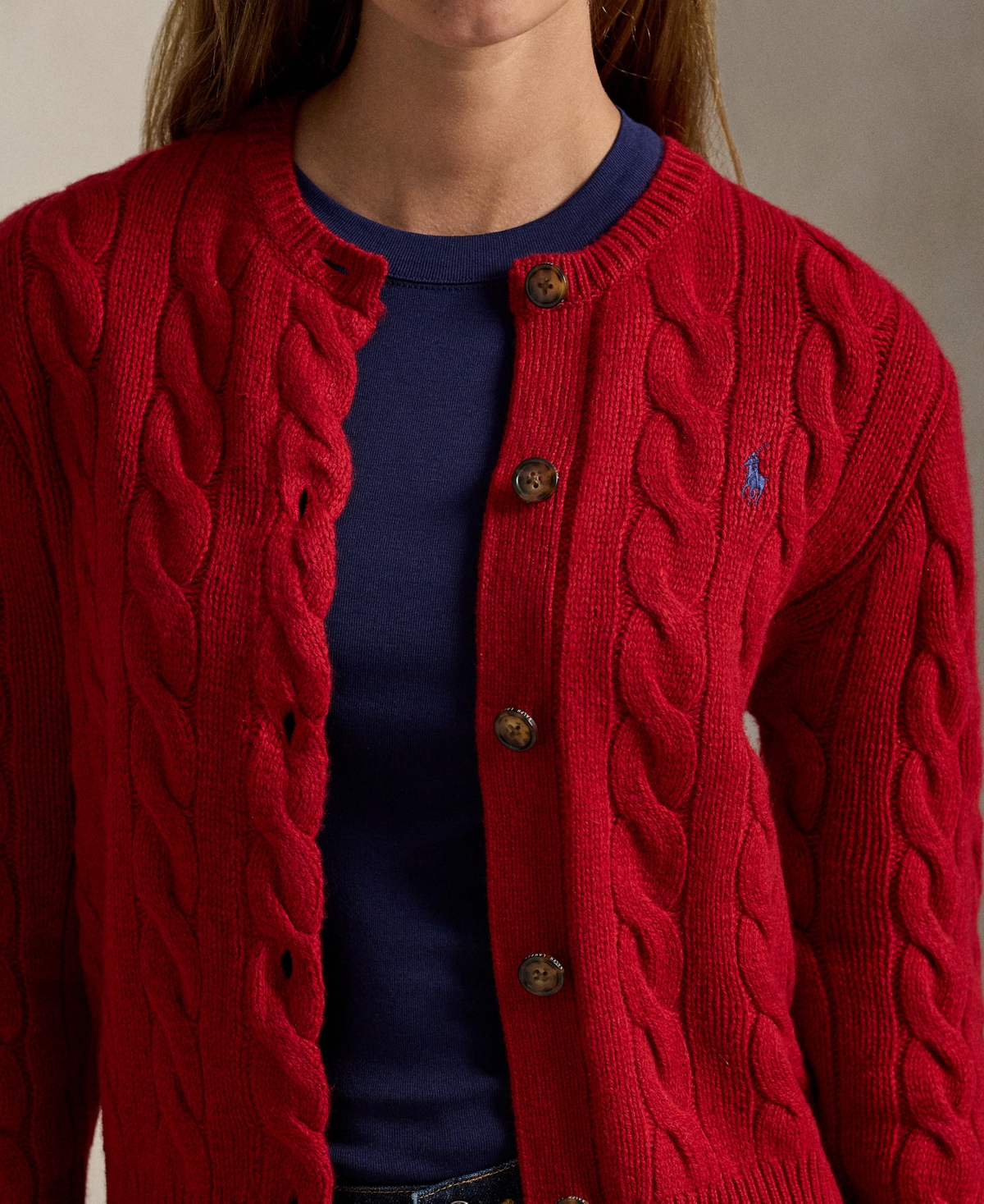 Polo Ralph Lauren Cable-knit Cardigan In Red