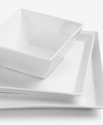 Whiteware Square 12-Pc. Dinnerware Set, Service For 4