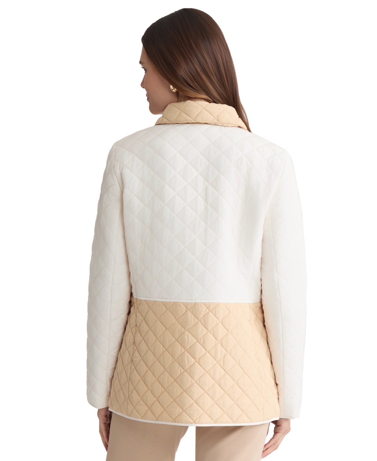 Jones New York Colorblock Quilted Barn Jacket In Neutral
