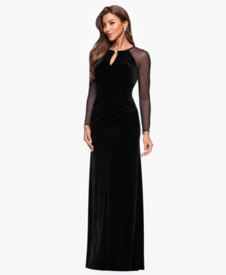 Betsy and Adam Women's Velvet Long Keyhole Neck Dress