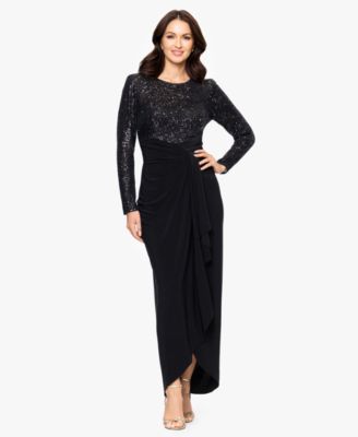Betsy and Adam Women's Long Sleeve Sequined Dress