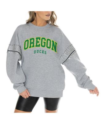 Gameday Couture - Women's Heather Gray Oregon Ducks Competitive Edge Oversized Fleece Pullover Sweatshirt
