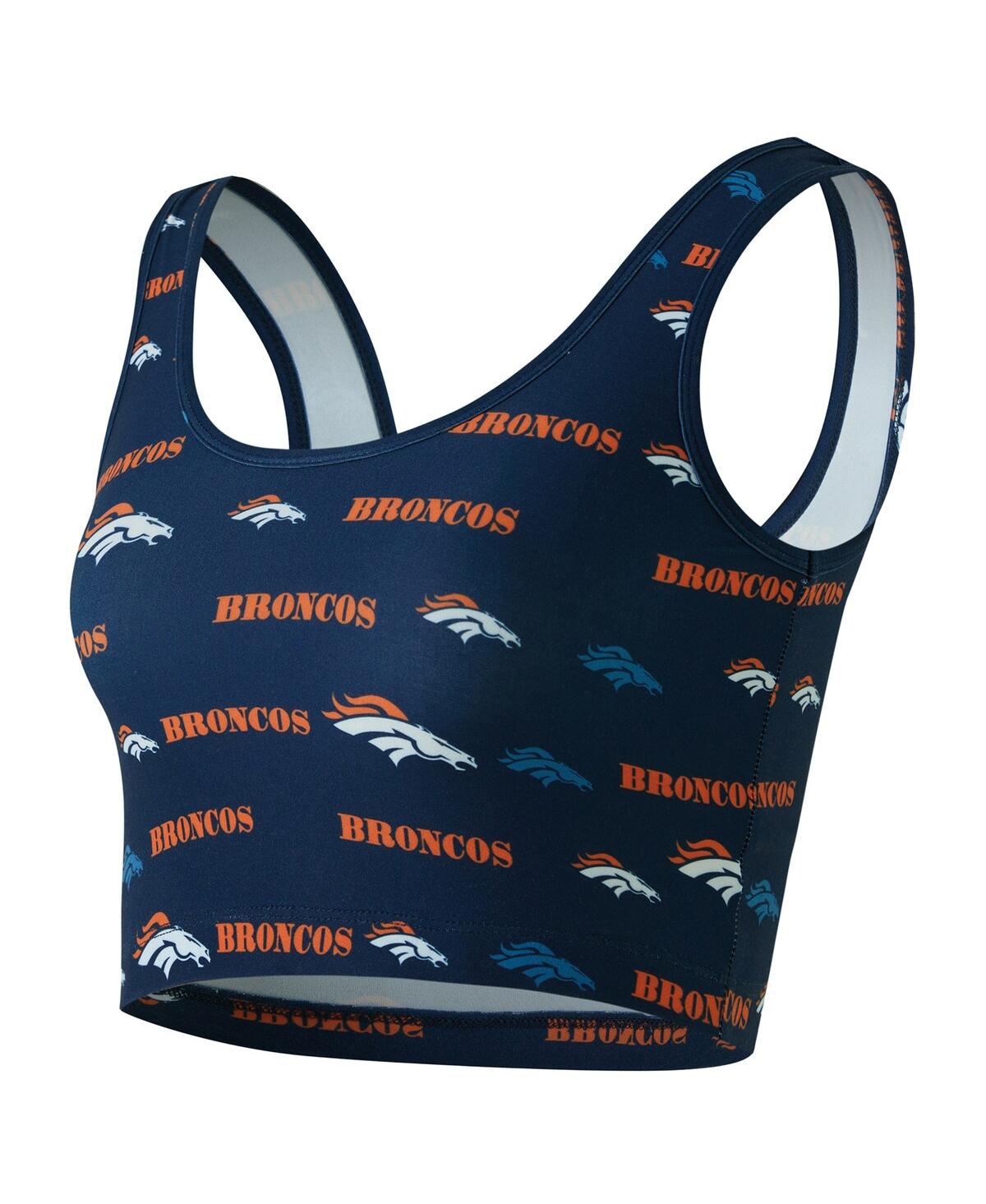 Concepts Sport Women's Navy Denver Broncos Mosaic Allover Print Bralette In Blue