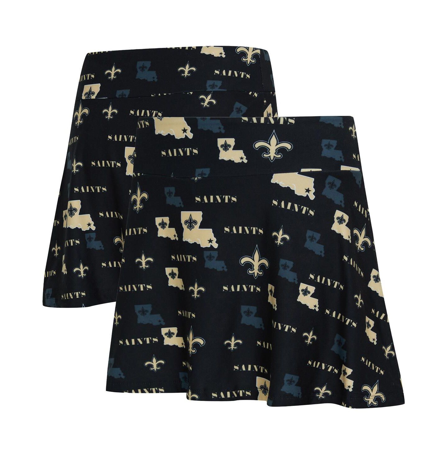 Женская юбка-шорты Concepts Sport Black New Orleans Saints Mosaic Allover Print Skort — фото 1