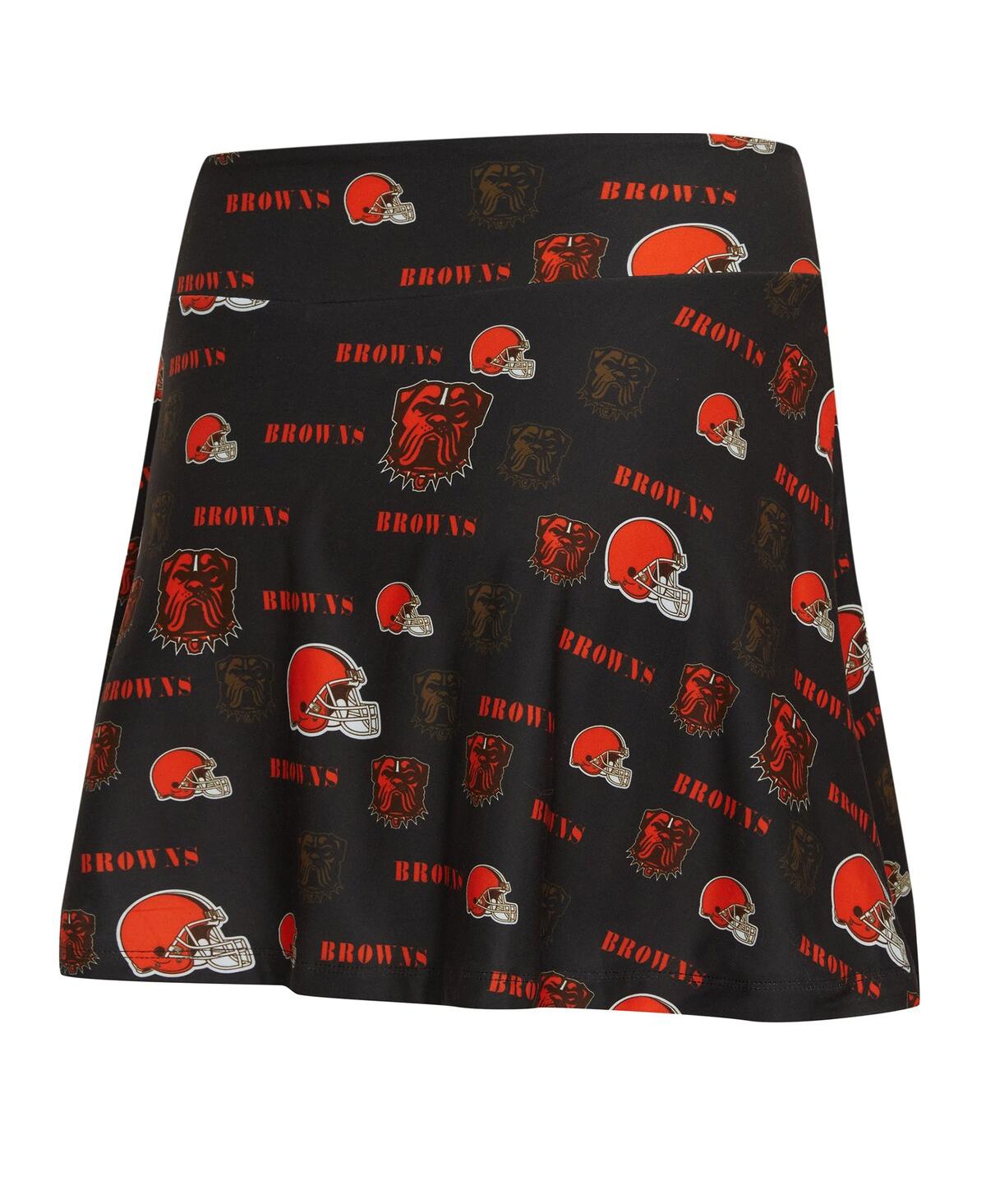 Concepts Sport Women's Brown Cleveland Browns Mosaic Allover Print Skort In Animal Print