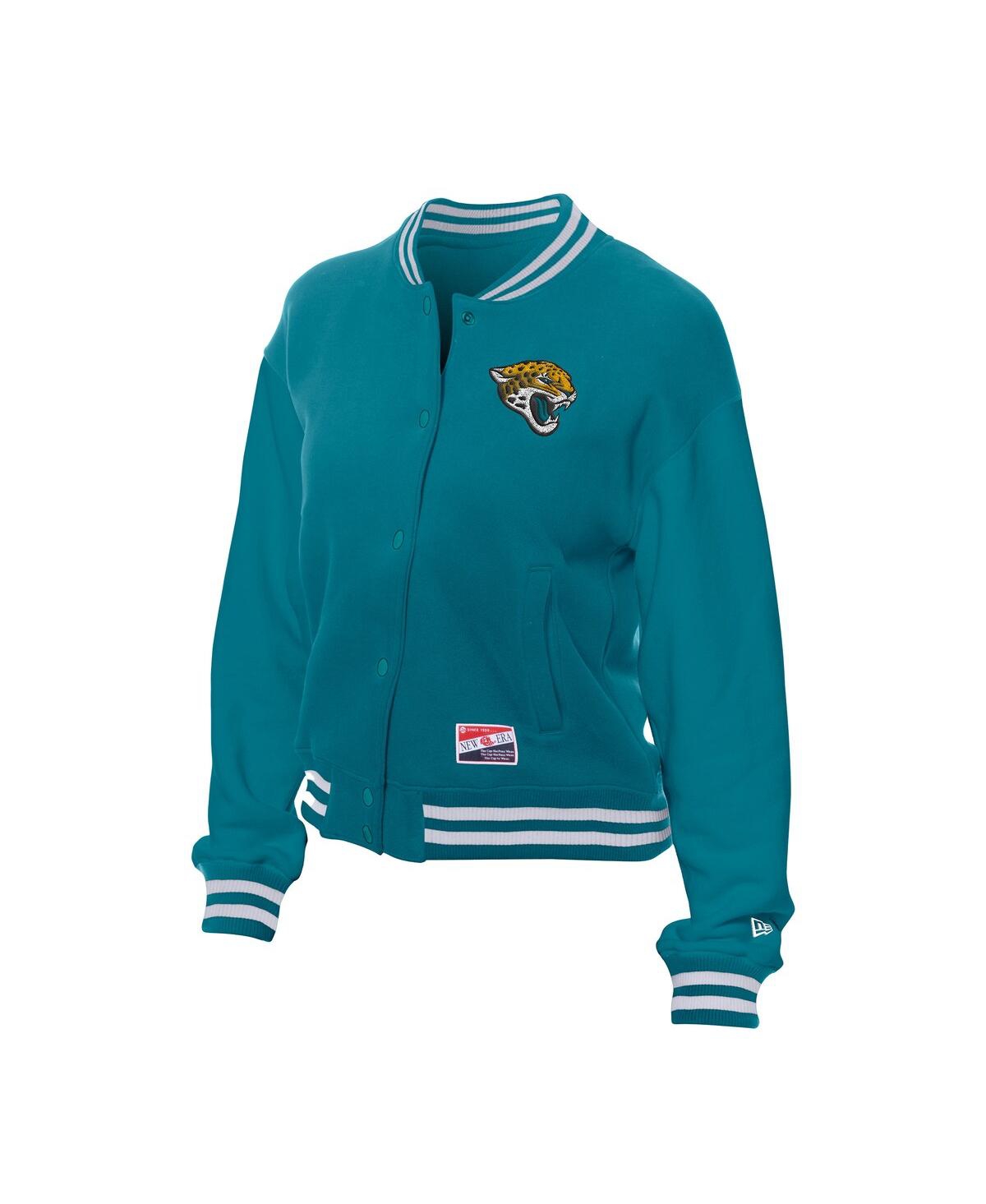 New Era Women's Teal Jacksonville Jaguars Throwback Fleece Full-snap Jacket In Blue