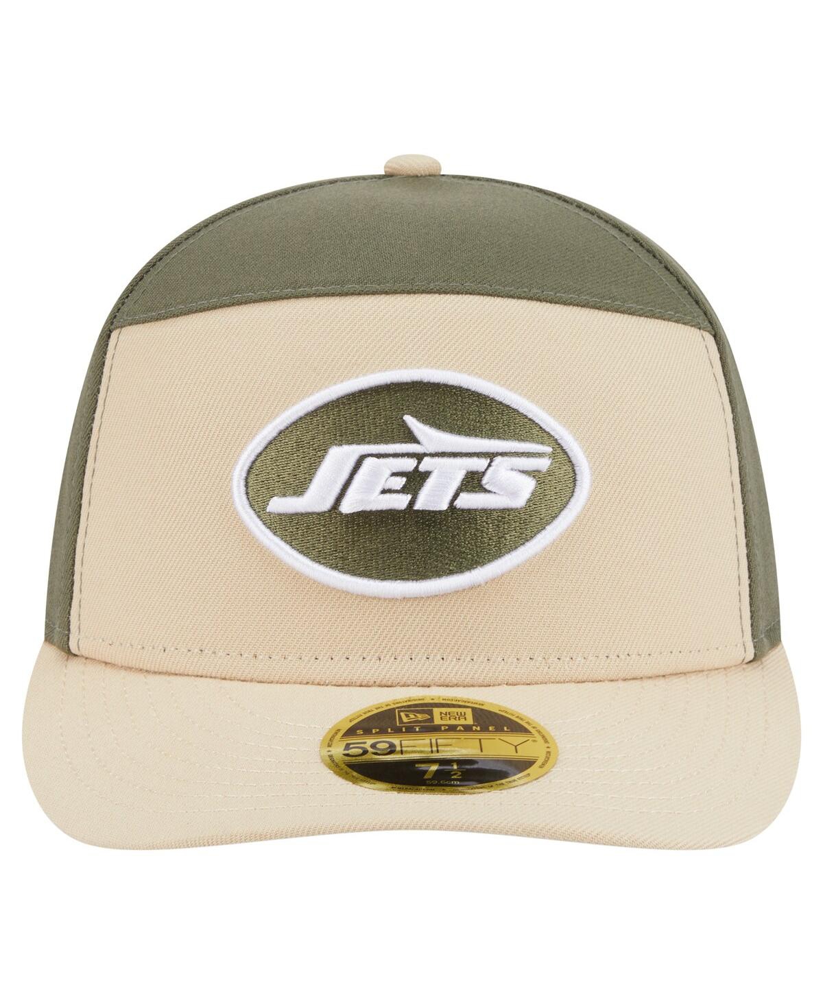 New Era Men's Light Beige/olive New York Jets Two-tone Color Pack Split Panel 59fifty Fitted Hat In Multi