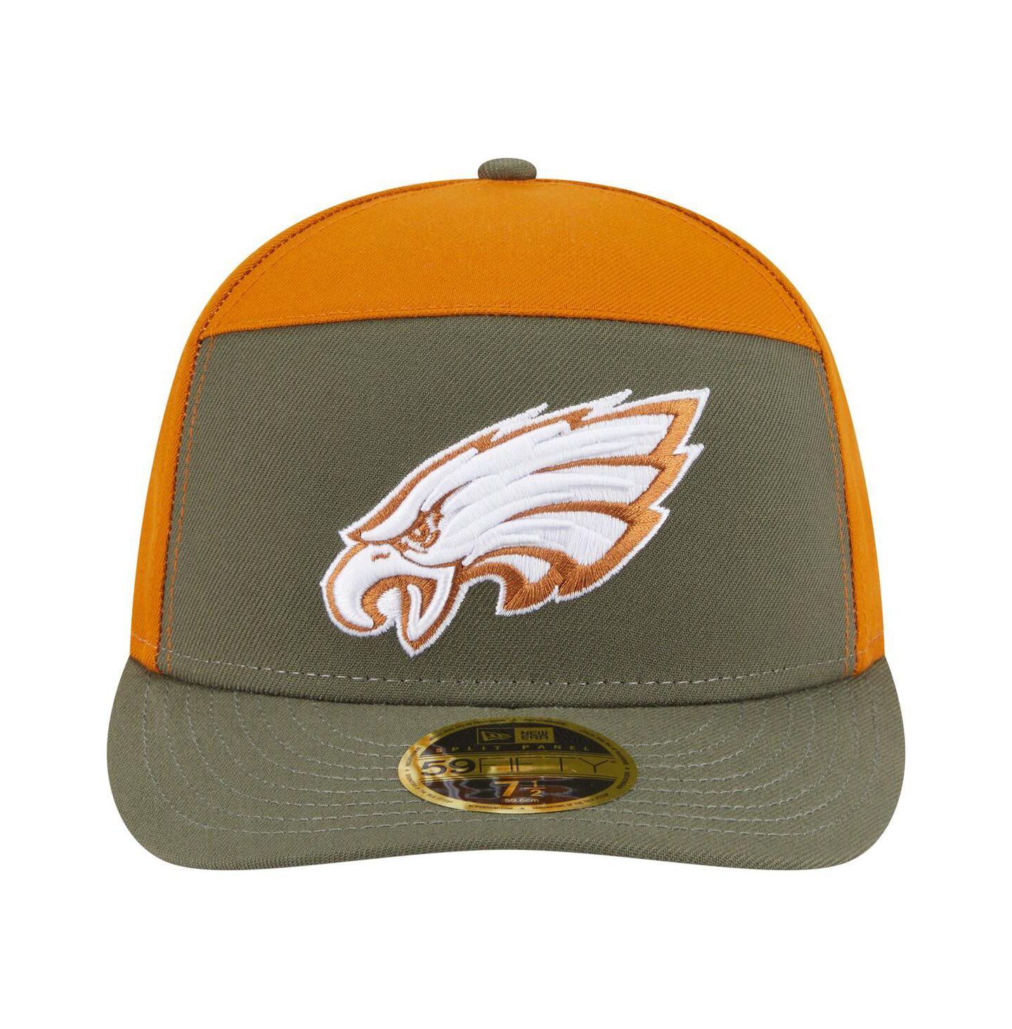 Мужские головные уборы New Era Olive/Brown Philadelphia Eagles Two-Tone Color Pack Split Panel 59FIFTY Fitted Hat — фото 5