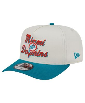 Men's Cream/Teal Miami Dolphins Chainstitch A-Frame 9FIFTY Adjustable Hat