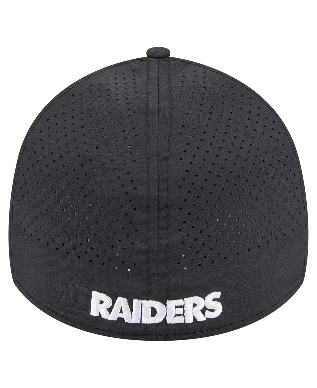 New Era Men's Black Las Vegas Raiders Perforated 39thirty Flex Hat In Gray