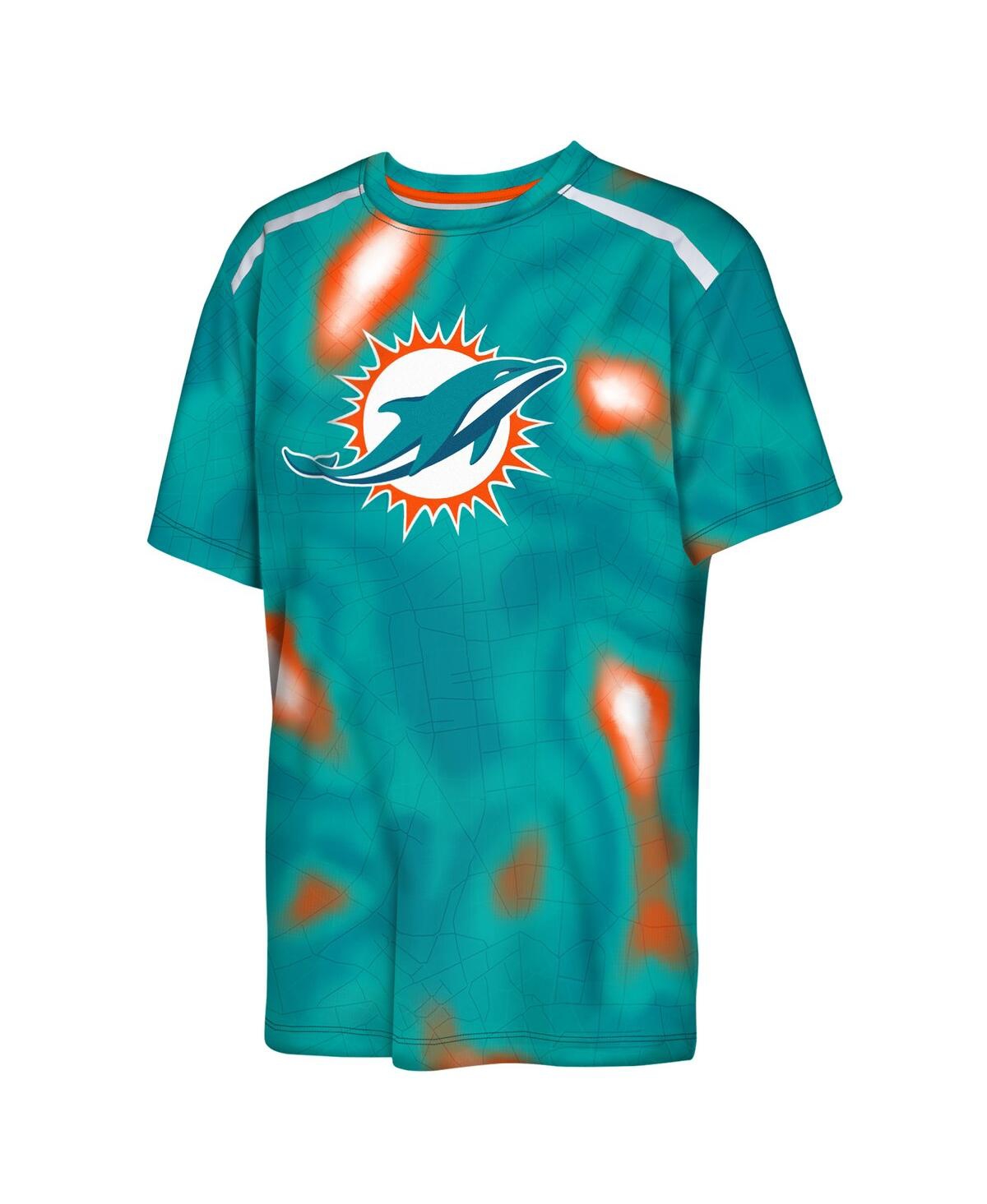 Outerstuff Big Boys And Girls Aqua Miami Dolphins End Zone Dri-tek T-shirt In Green