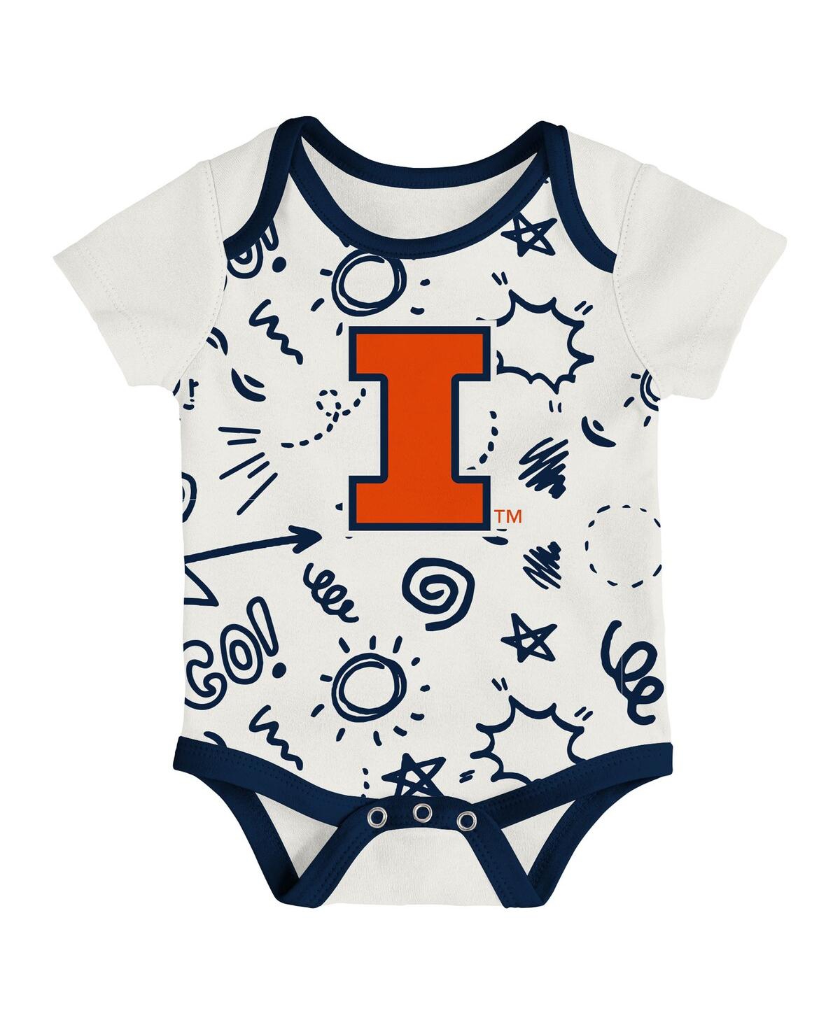 Outerstuff Baby Boys And Girls Illinois Fighting Illini Three-pack All Day Play Bodysuit Set In Multi