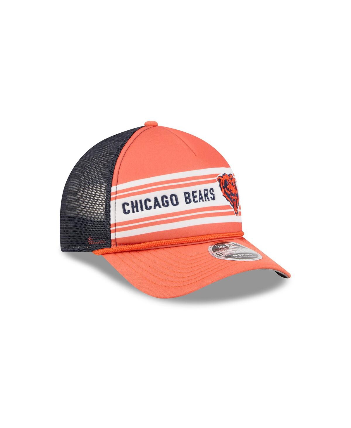 New Era Men's Orange Chicago Bears Bear Linear A-frame 9forty Adjustable Hat In Orange