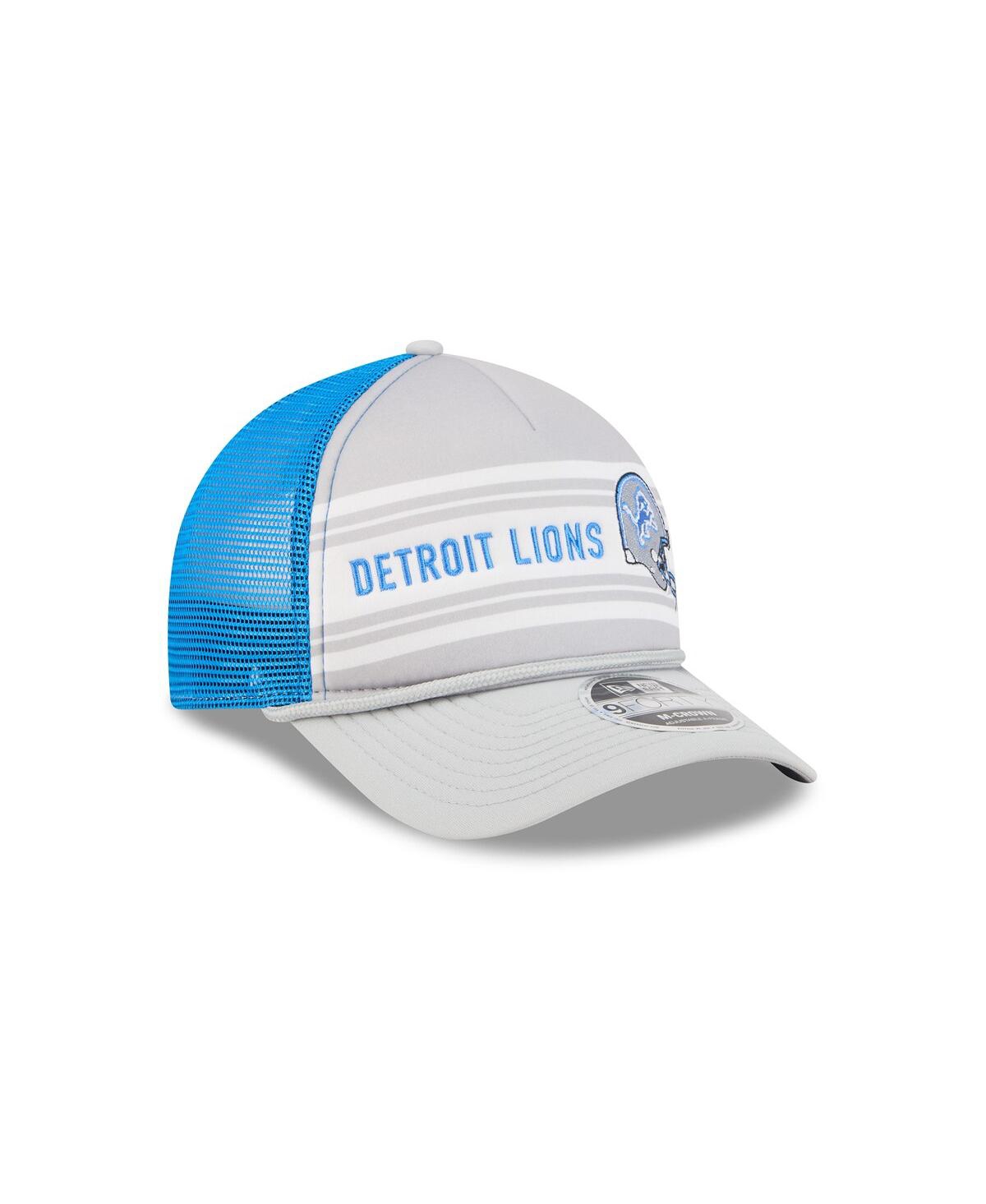 New Era Men's Gray Detroit Lions Linear A-frame 9forty Adjustable Hat In Gray