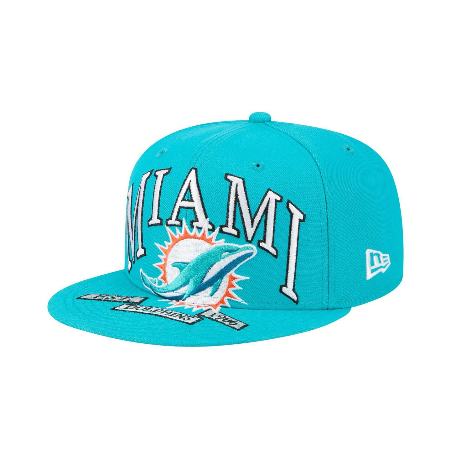 Мужская кепка New Era Aqua Miami Dolphins Oversized 59FIFTY Fitted Hat — фото 4