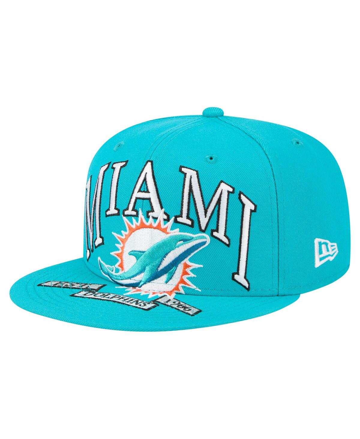 New Era Men's Aqua Miami Dolphins Oversized 59FIFTY Fitted Hat