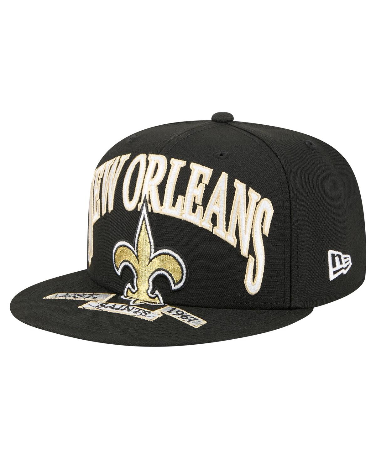 New Era Men's Black New Orleans Saints Oversized 59fifty Fitted Hat In Black