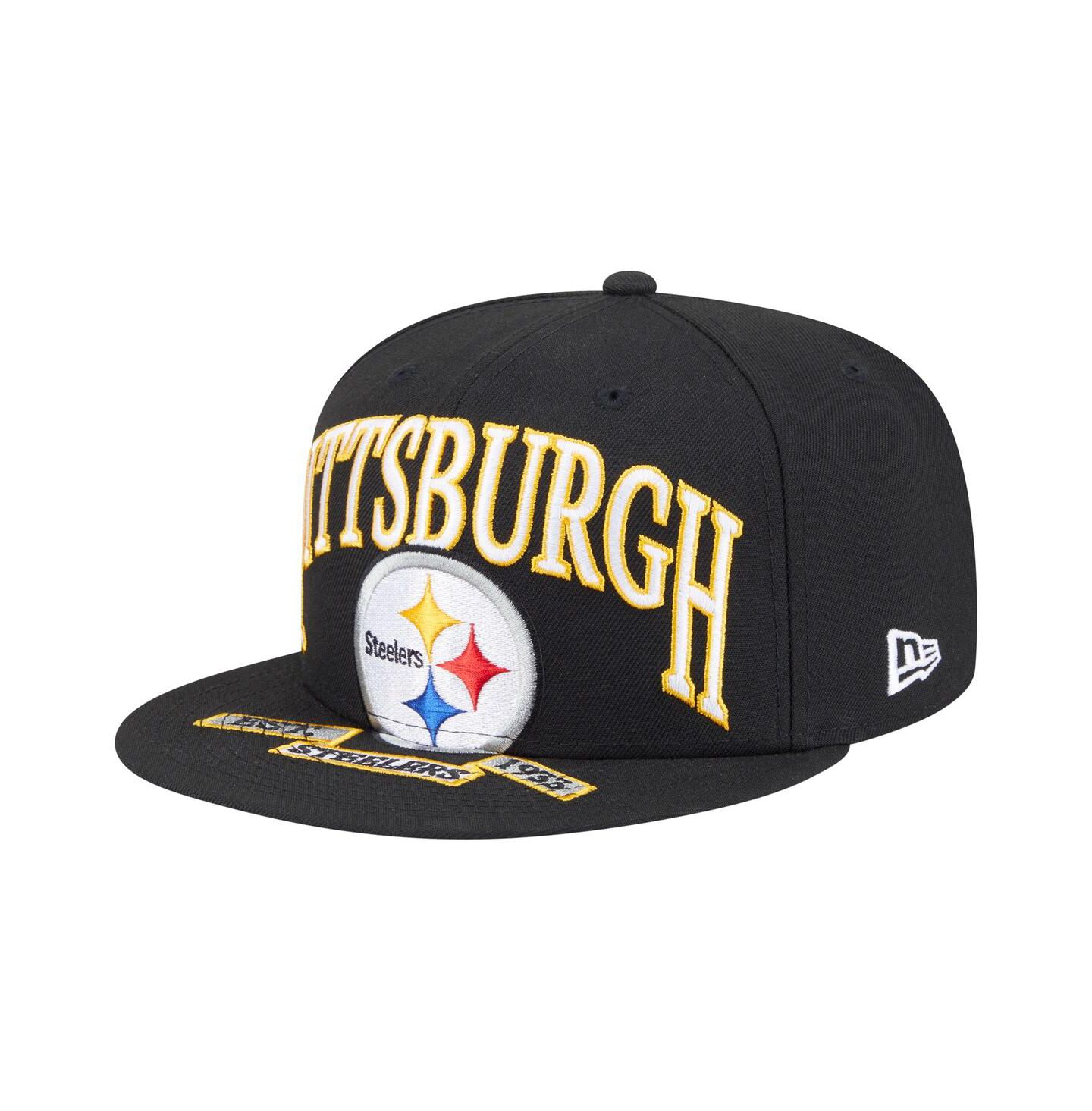 Мужская кепка New Era Black Pittsburgh Steelers Oversized 59FIFTY Fitted Hat — фото 4