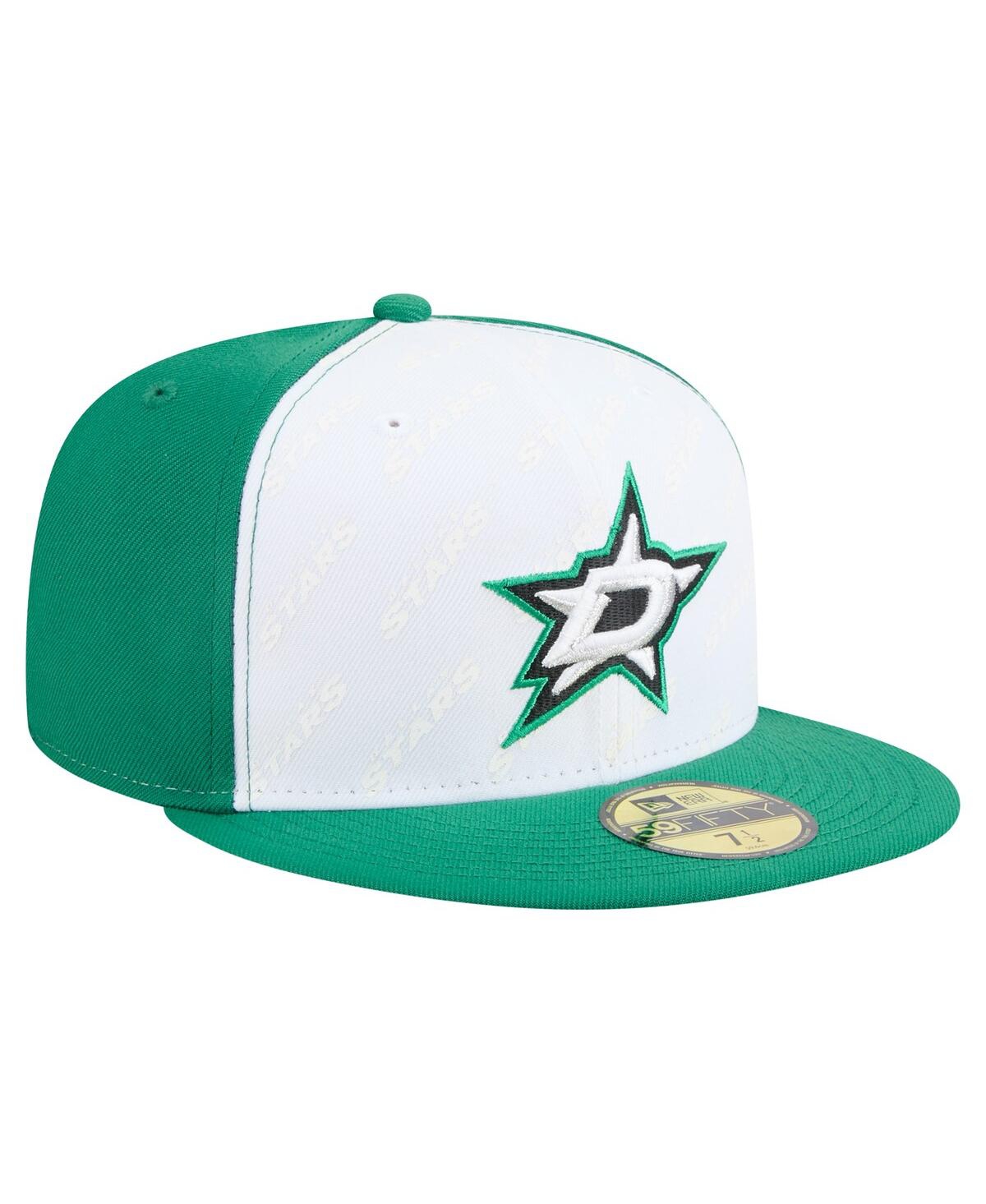 New Era Men's White/kelly Green Dallas Stars Repeat Two-tone 59fifty Fitted Hat In Green