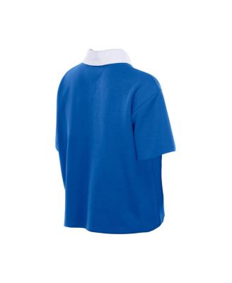 Women's Royal Buffalo Bills Throwback Boxy Cropped Polo Shirt