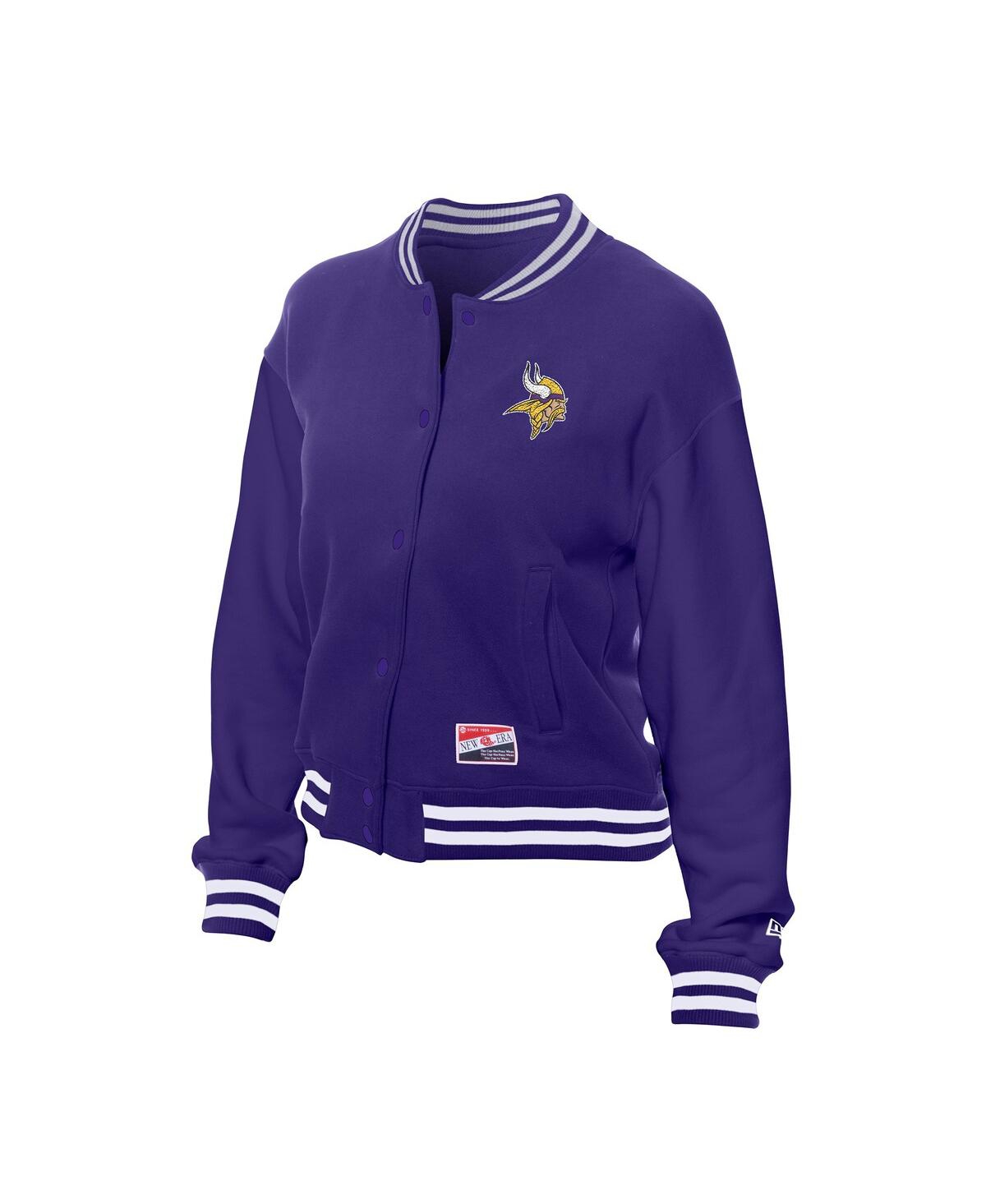 New Era Women's Purple Minnesota Vikings Throwback Fleece Full-snap Jacket In Purple