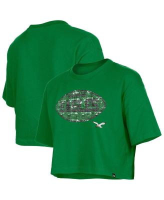 New Era - Girl's Kelly Green Philadelphia Eagles Flip Sequin Boxy T-Shirt