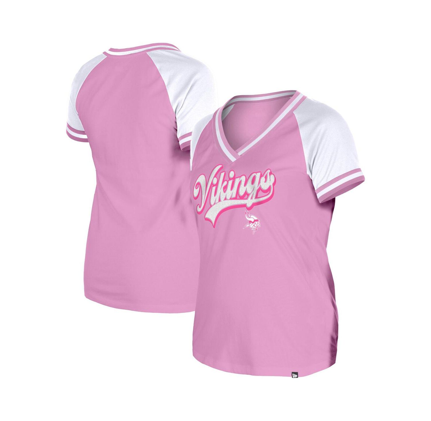 Women's Pink Minnesota Vikings Mommy Me V-Neck T-Shirt