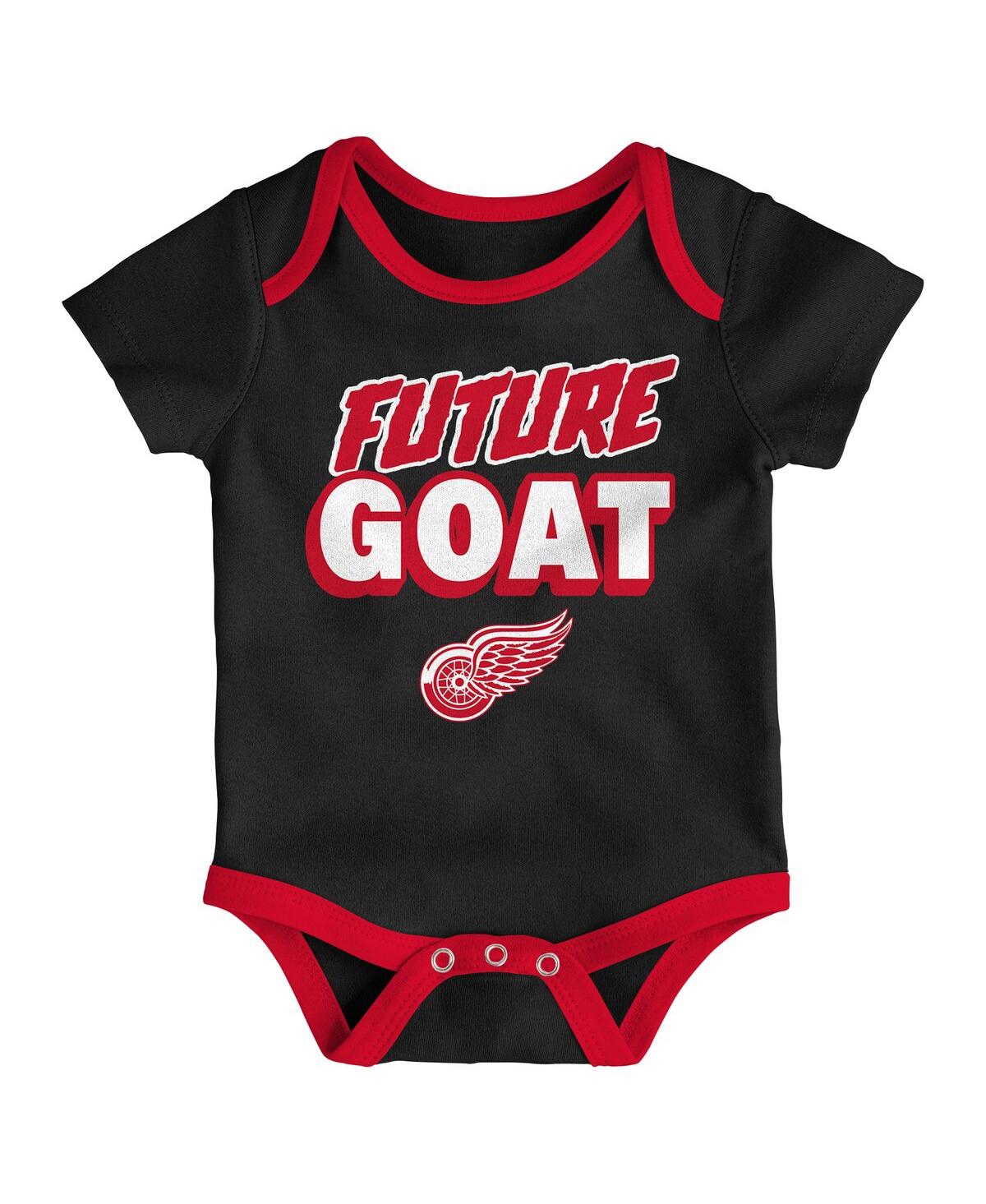 Outerstuff Baby Boys And Girls Detroit Red Wings Loyal Buddies Three-pack Bodysuit Set In Red