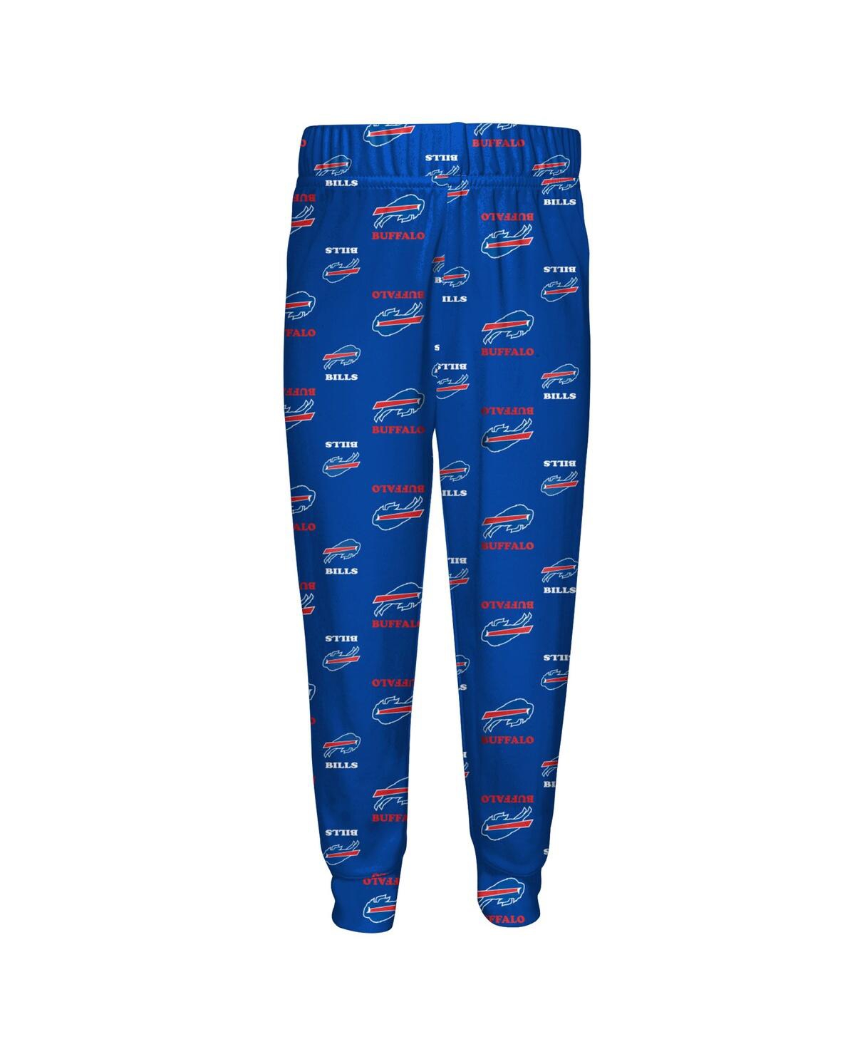 Outerstuff Toddler Royal Buffalo Bills All-over-print Long Sleeve T-shirt And Pants Sleep Set In Blue