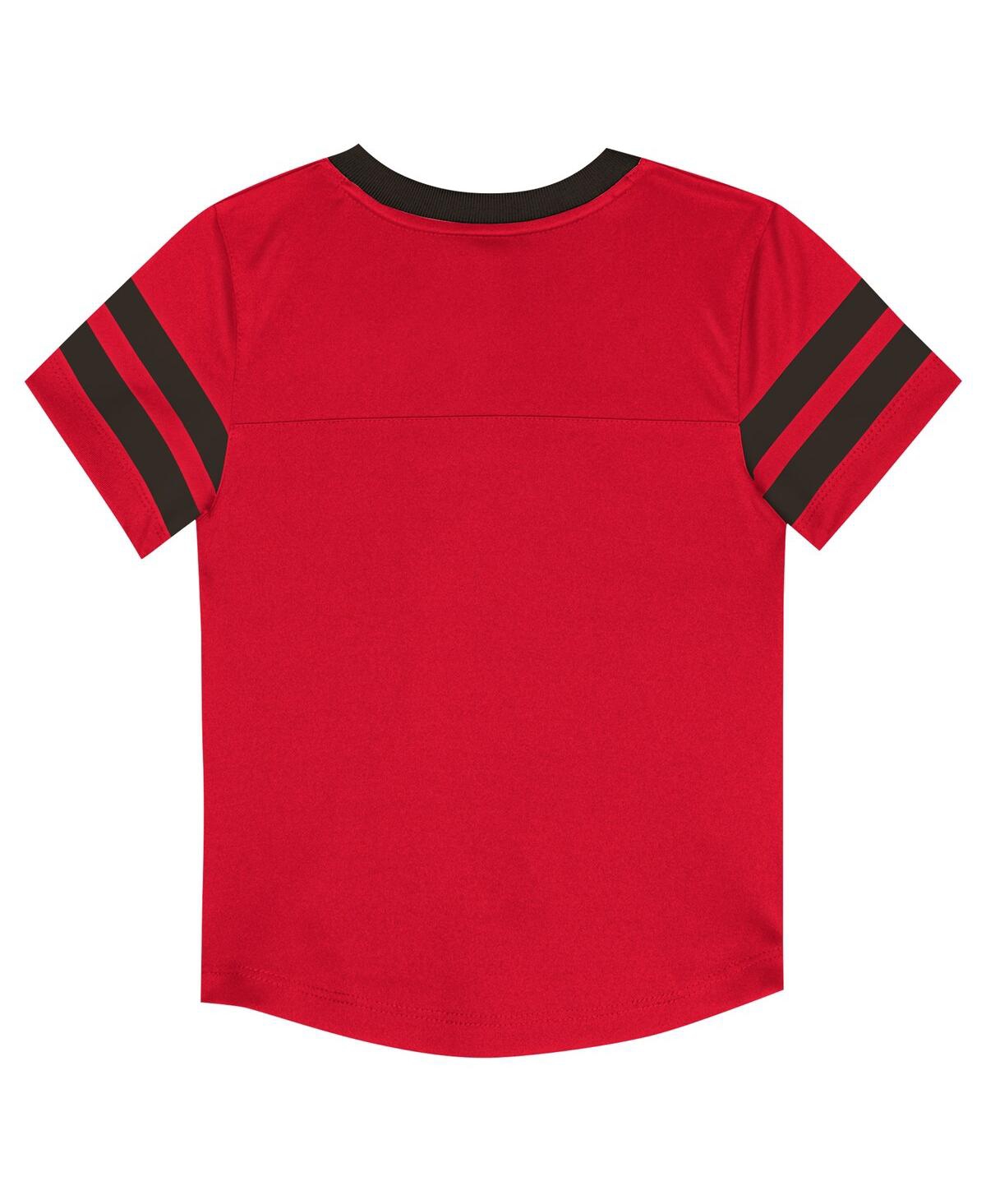 Outerstuff Toddler Red/pewter Tampa Bay Buccaneers Red Zone V-neck T-shirt Pants Set In Red