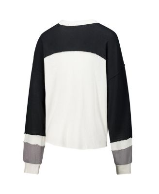 Women's Cream Jacksonville Jaguars Double Header Curve Raglan Long Sleeve Crop Top