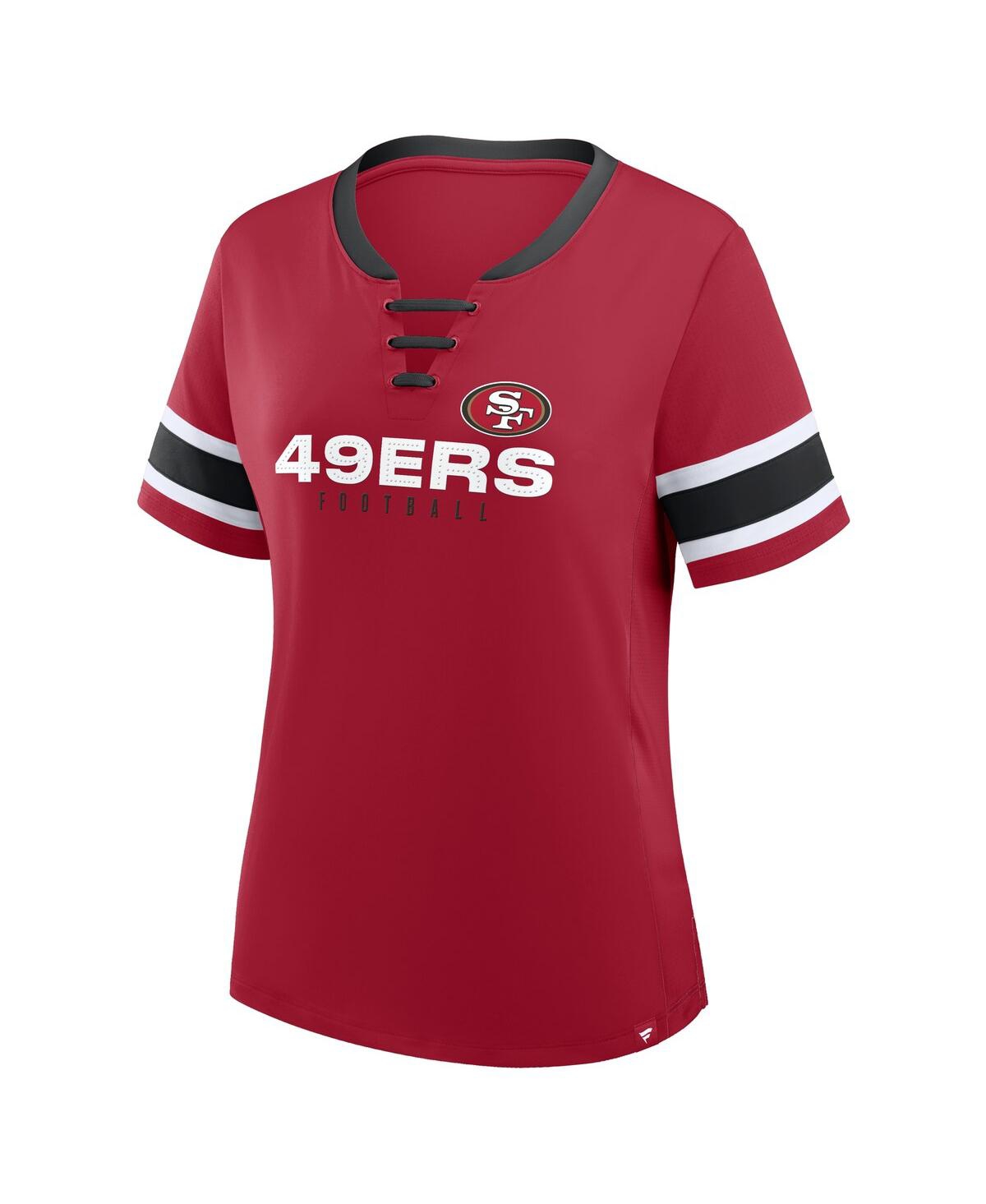 Fanatics Women's Scarlet San Francisco 49ers Redzone Draw Play Athena Lace-up T-shirt In Red