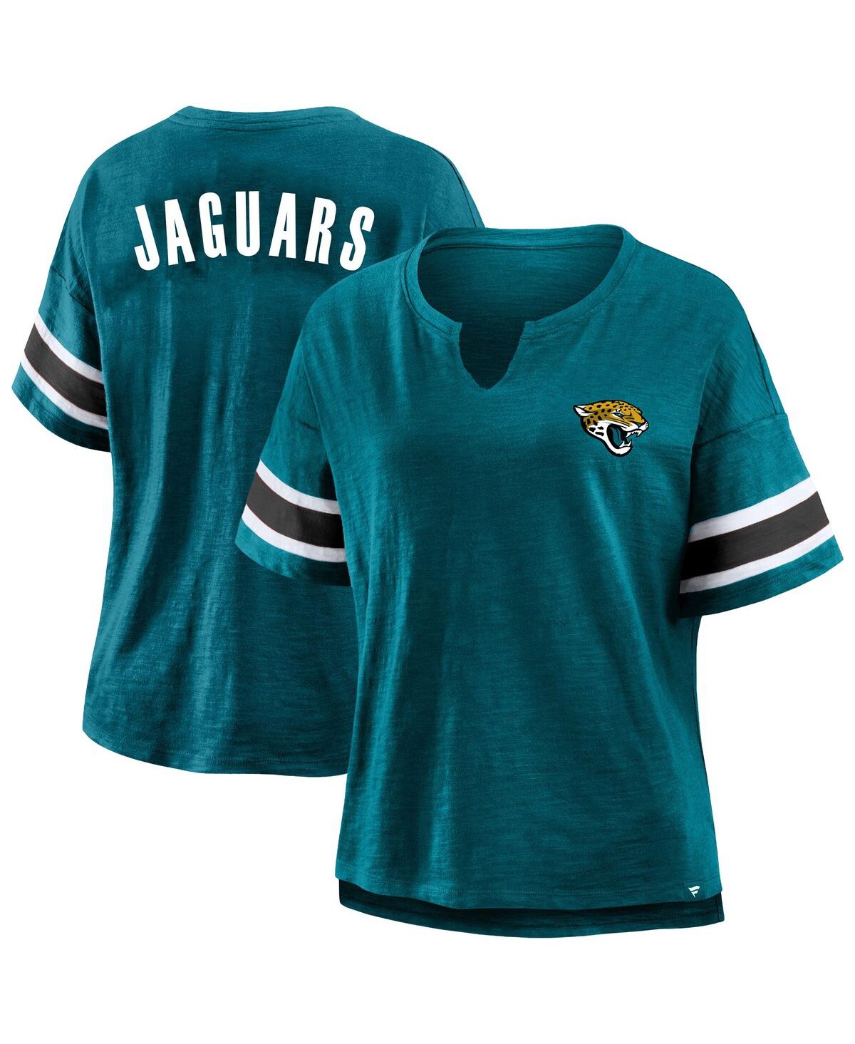 Fanatics Women's Teal Jacksonville Jaguars Plus Size Redzone Notch Neck T-shirt In Blue