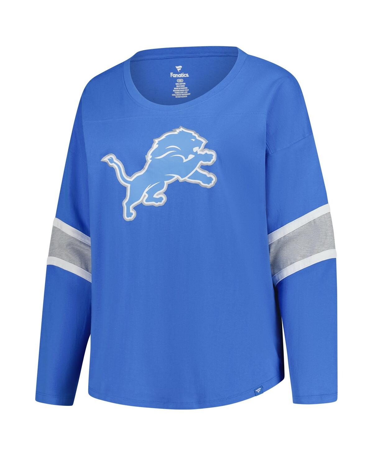 Fanatics Women's Blue Detroit Lions Plus Size Redzone 3/4-sleeve Scoop Neck T-shirt In Blue