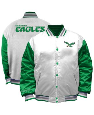 Mitchell & Ness - Women's White Philadelphia Eagles Throwback Plus Size Full-Snap Satin Jacket