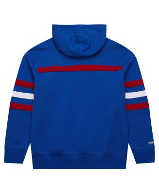 Mitchell Ness Men's Royal New York Giants Logo Head Coach Fleece Pullover Hoodie