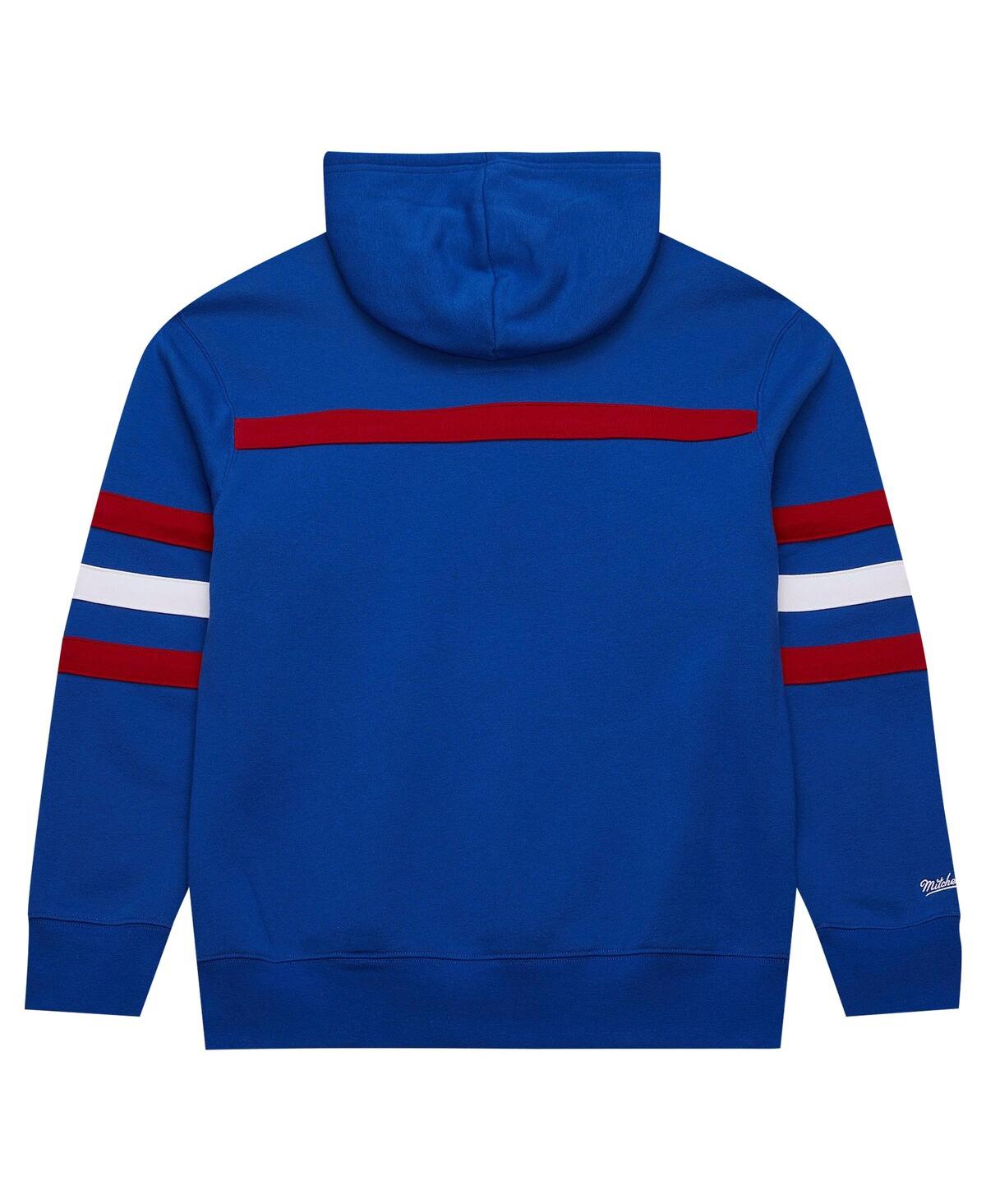 Mitchell & Ness Mitchell Ness Men's Royal New York Giants Logo Head Coach Fleece Pullover Hoodie In Blue