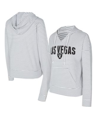 Concepts Sport - Women's White/Gray Las Vegas Raiders Liftoff Striped V-Neck Hoodie