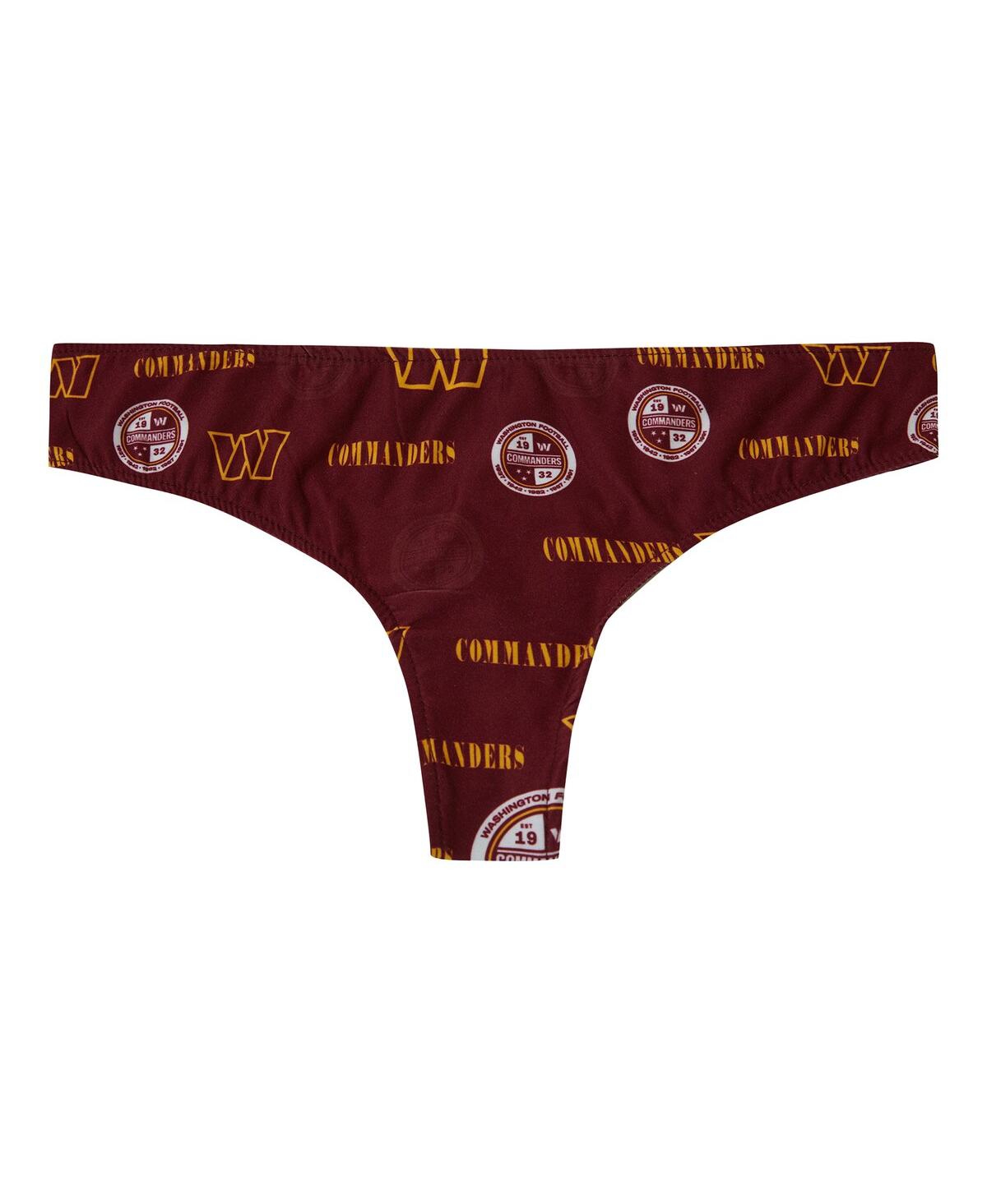 Concepts Sport Women's Burgundy Washington Commanders Mosaic All Over Print Thong In Brown