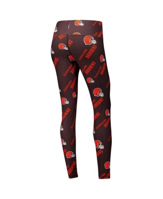Women's Brown Cleveland Browns Breakthrough Allover Print Knit Sleep Leggings