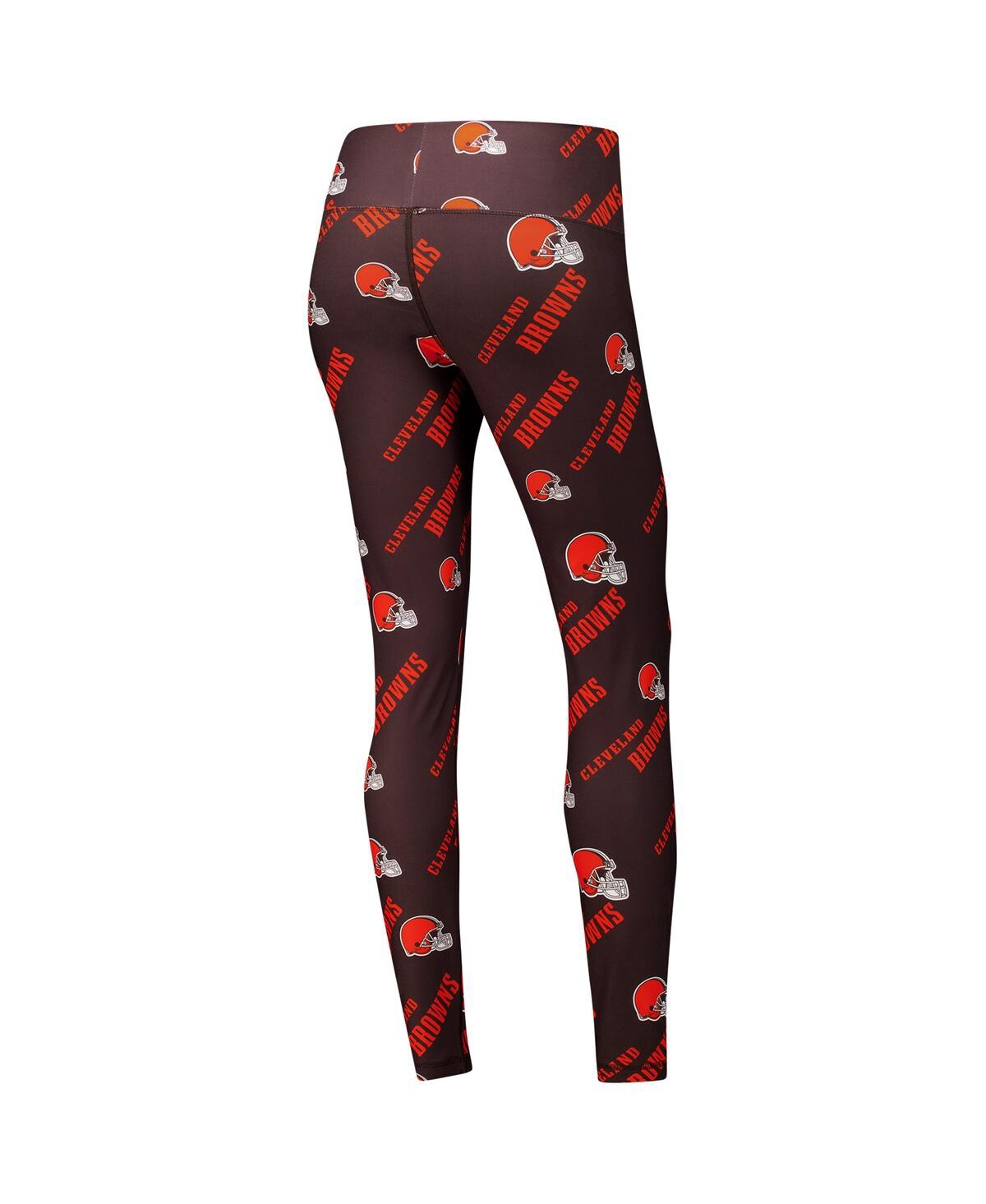 Concepts Sport Women's Brown Cleveland Browns Breakthrough Allover Print Knit Sleep Leggings In Brown
