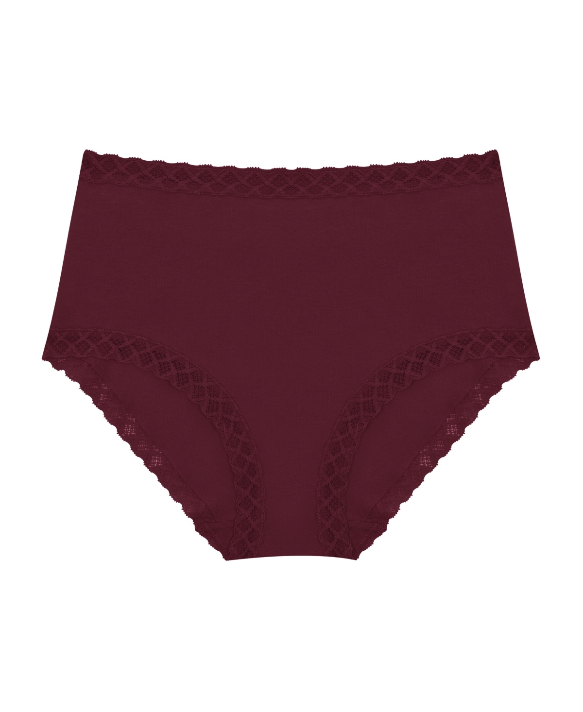 Natori Bliss Lace-trim High Rise Cotton Brief 755058 In Brown