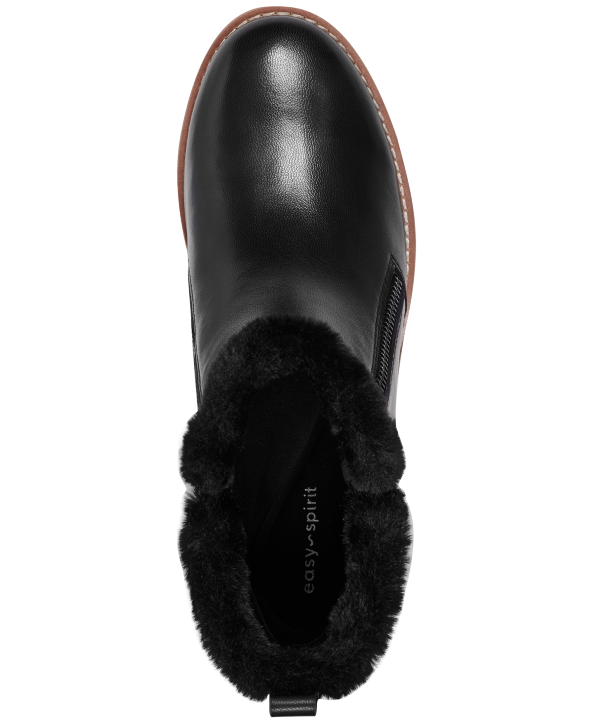 Easy Spirit Jane Faux Fur Lined Wedge Bootie In Black