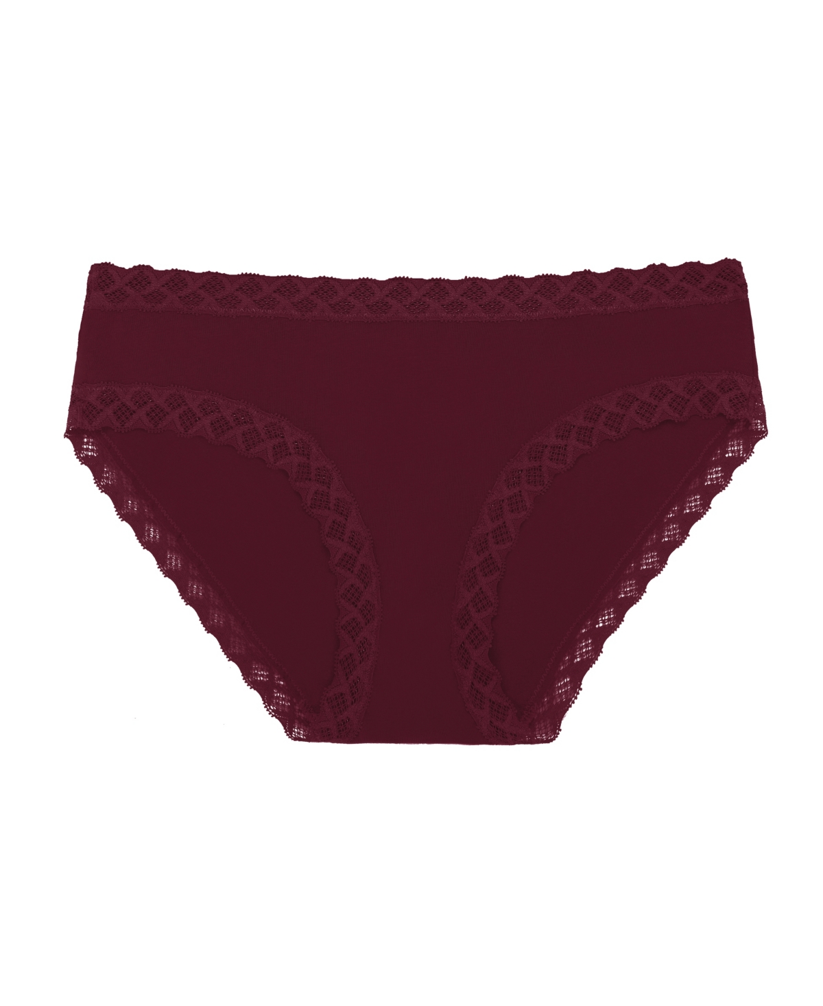 Natori Bliss Lace-trim Cotton Brief Underwear 156058 In Burgundy