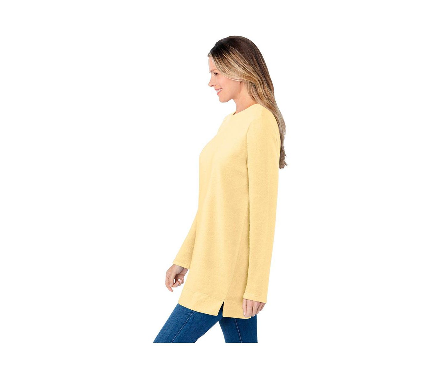 Женский свитшот Woman Within Within Crewneck Ultra Soft Sherpa, цвет: Banana — фото 3