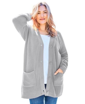 Women's Within Button-Front Shaker Cardigan Sweater