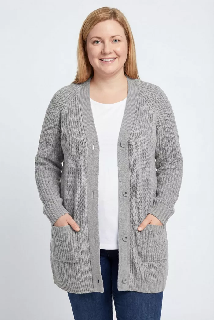 Plus Size Within Button-Front Shaker Cardigan Sweater - thumbnail 4